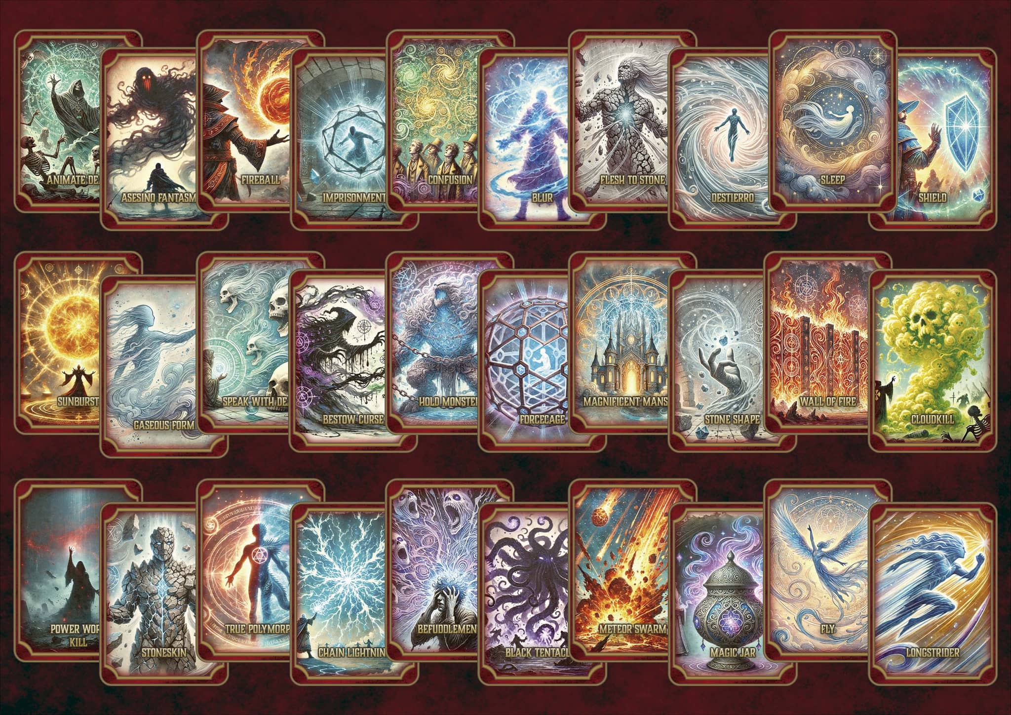 Illustrated D&D spell cards