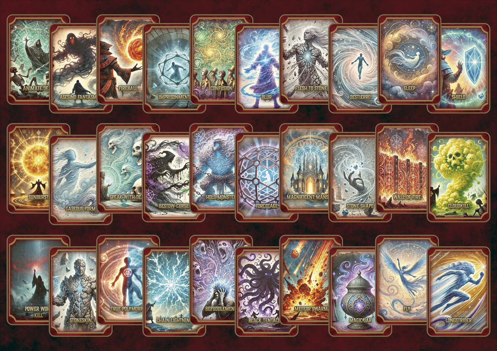 Illustrated D&D spell cards